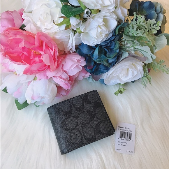 Coach Men’s Compact ID Signature Wallet F74993 - Picture 4 of 6